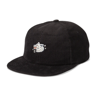 Roark Campover Strapback Hat in Black/Wolf, 6-panel unstructured, shallow fit, cotton ripstop stretch fabric, flat brim.