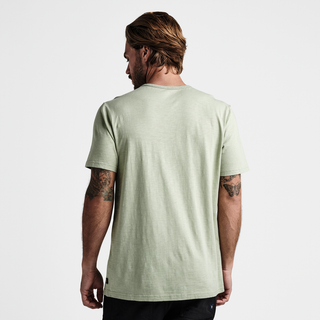 Roark Well Worn organic cotton tee with vintage dye, textured slub jersey, midweight, pocket crew, premium fit.