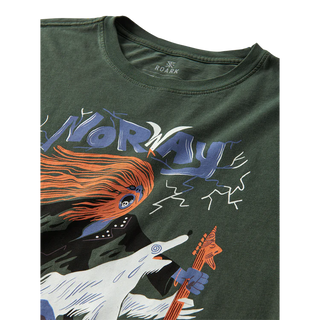 Roark Gnarway Premium Tee in tundra with a bold Norway-inspired graphic.