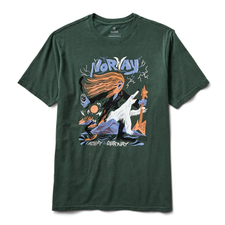 Roark Gnarway Premium Tee in tundra with a bold Norway-inspired graphic.