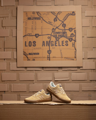 New Balance Numeric x Museum 272 Shoes in Wheat/Brown with tear-off panels.