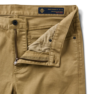 Roark HWY 128 Broken Twill Jeans with straight fit, garment-dyed finish, and durable diagonal weave construction.