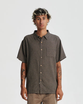 Critical Slide Society Rounder Shirt - Brown, relaxed cotton fit.