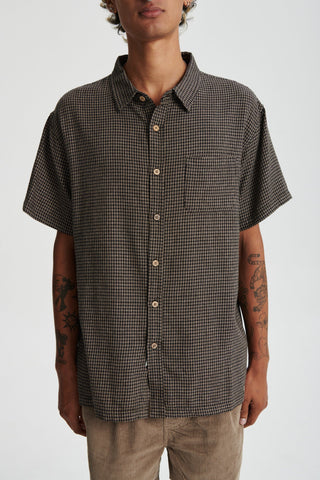 Critical Slide Society Rounder Shirt - Brown, relaxed cotton fit.