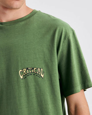 Vintage-washed cotton tee in mossy green with relaxed fit.