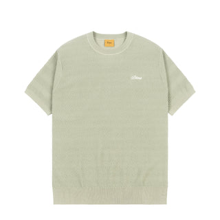 Dime MTL Wave Knit SS Shirt in Sage with wavy cable knit pattern.