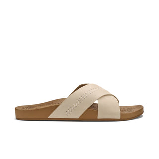 Olukai Kipe'a 'Olu Women's Leather Slide Sandals in Puka/Tan.