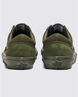 Vans Skate Old Skool Shoes in Mono Olive with DURACAP™ reinforcement and SickStick™ gum rubber for enhanced durability.