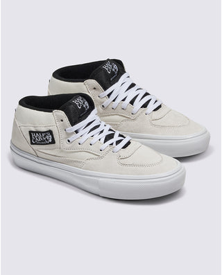 Vans Skate Half Cab Shoe in blanc de blanc suede and canvas.