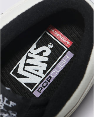 Vans Skate Half Cab Shoe in blanc de blanc suede and canvas.