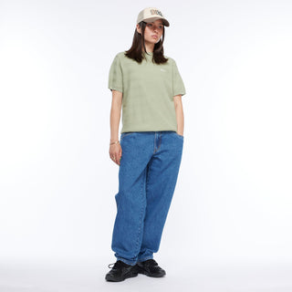 Dime MTL Wave Knit SS Shirt in Sage with wavy cable knit pattern.