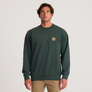 Roark Wayward Crew Pullover in Tundra with lightweight warmth and boxy fit for comfort.