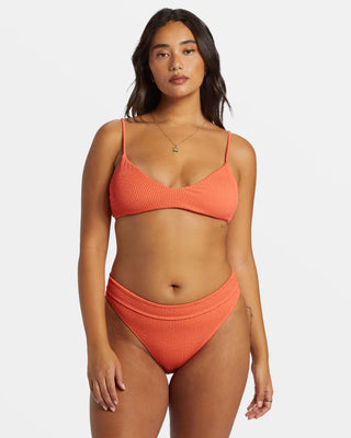 Billabong Summer High Maui Rider Bikini Bottoms in Papaya with high rise and medium coverage.