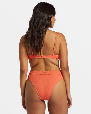 Billabong Summer High Maui Rider Bikini Bottoms in Papaya with high rise and medium coverage.