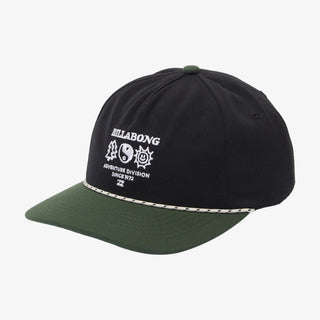 Billabong A/Div Strapback Hat in Black/Green with recycled polyester and adjustable closure