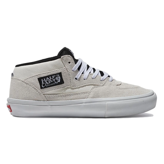 Vans Skate Half Cab Shoe in blanc de blanc suede and canvas.