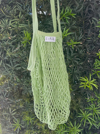 Lokal Cotton Mesh Bag - Mint, sustainable, durable, versatile for shopping or beach.