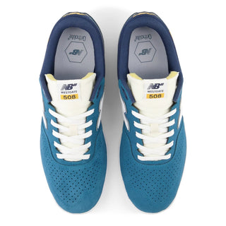 New Balance Numeric Brandon Westgate 508 Shoes in Teal, suede upper, retro mesh tongue.