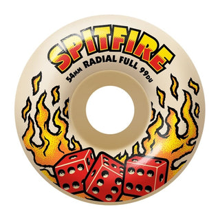 Spitfire F4 99D Hot Hand Radial Full Skateboard Wheels, 54mm, 99A durometer, smooth surface, and center set hub.