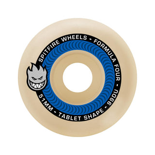 Spitfire Formula Four Tablets Naturals Wheels, 53mm, 99A durometer, straight-cut profile, smooth slide, durable urethane.