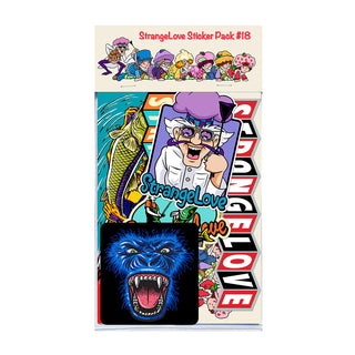 Sticker pack with vibrant and unique designs by Strangelove Skateboards.