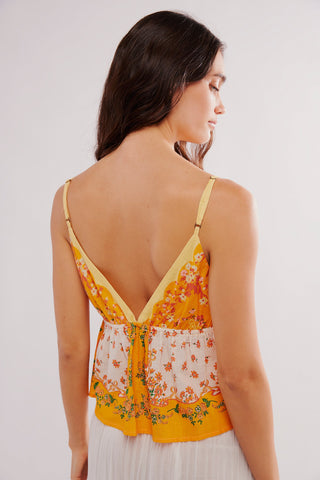 Free People Double Date Tank, floral print, deep V-neck, tie-front detail.