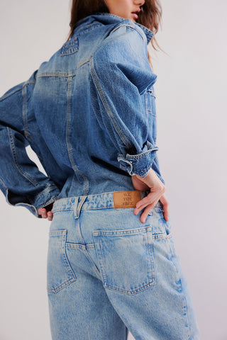 Free People Deep Trance Dropped Boyfriend Jeans, mid-rise with dropped barrel fit and button-fly closure.