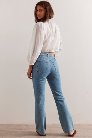 Free People We The Free Xena Slim Straight Jeans, vintage high-rise with slim straight-legs and 5-pocket styling.