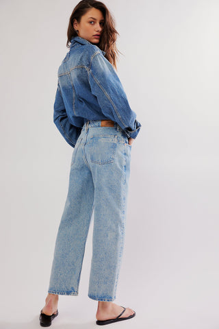 Free People Deep Trance Dropped Boyfriend Jeans, mid-rise with dropped barrel fit and button-fly closure.