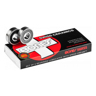 Bones Swiss Ceramic Skateboard Bearings, 8-pack for maximum speed and durability.