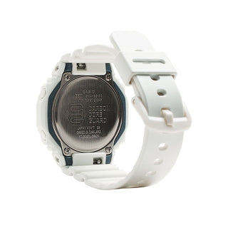 G-SHOCK GMAS2100-7A, matte white, metallic indices, octagonal, shock resistant, water resistant.